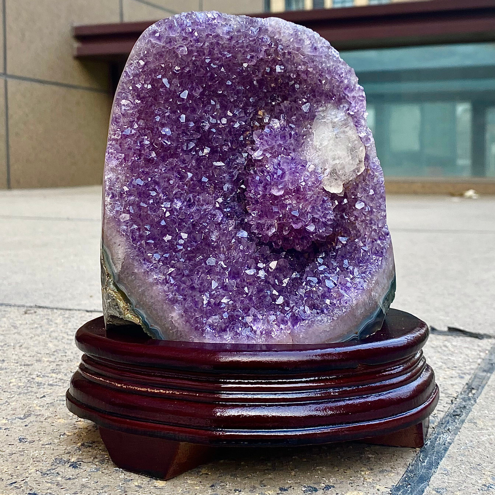 6.65LB Natural Uruguayan Amethyst Quartz Cave Geode Crystal Healing+base