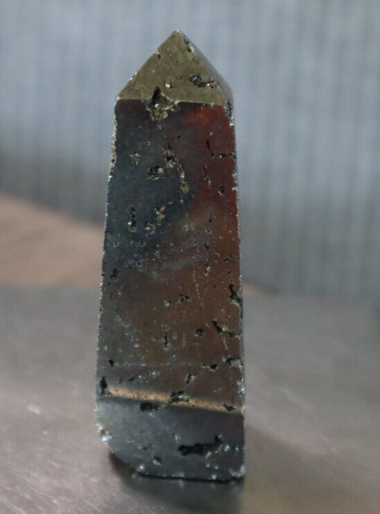 PYRITE POINT 2.73 INCHES TALL/ 101.4 GRAMS