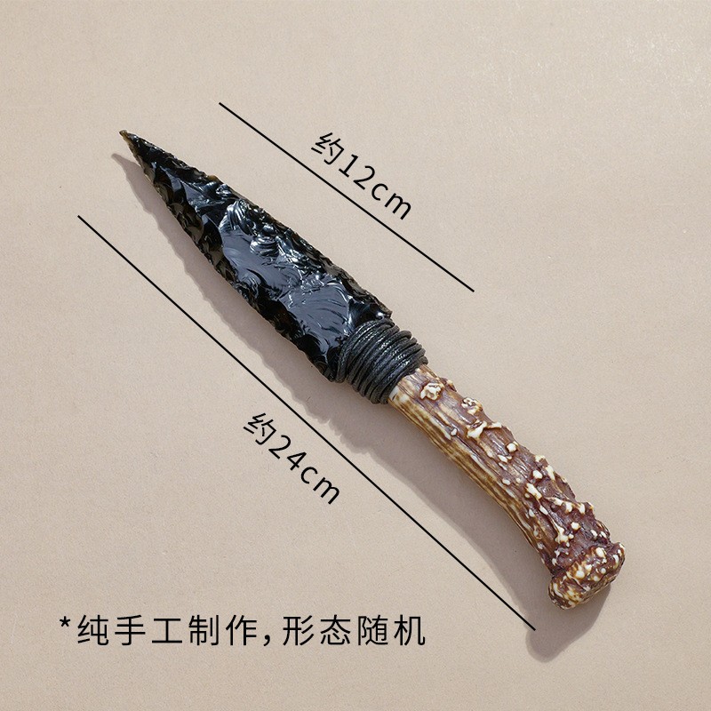 Natural obsidian rough stone knife, obsidian dagger, crystal ore handmade stone