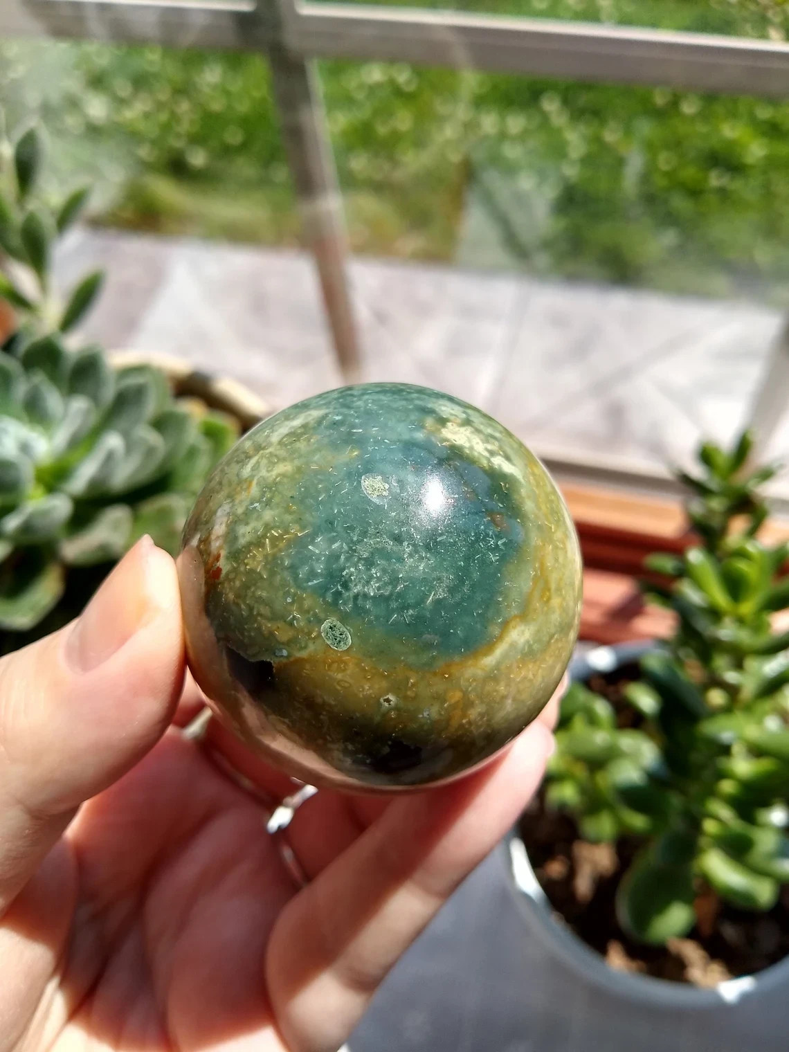 Fancy Jasper Sphere, The Supreme Nurturer Stone, Jasper Gemstone Crystal Heart