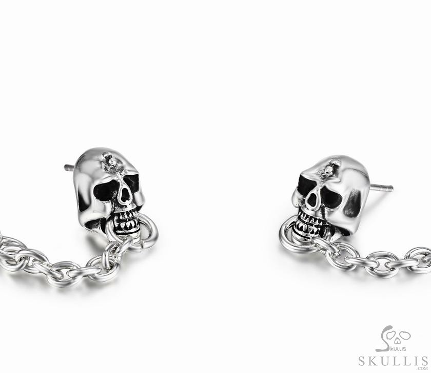 925 Sterling Silver Skull Earrings