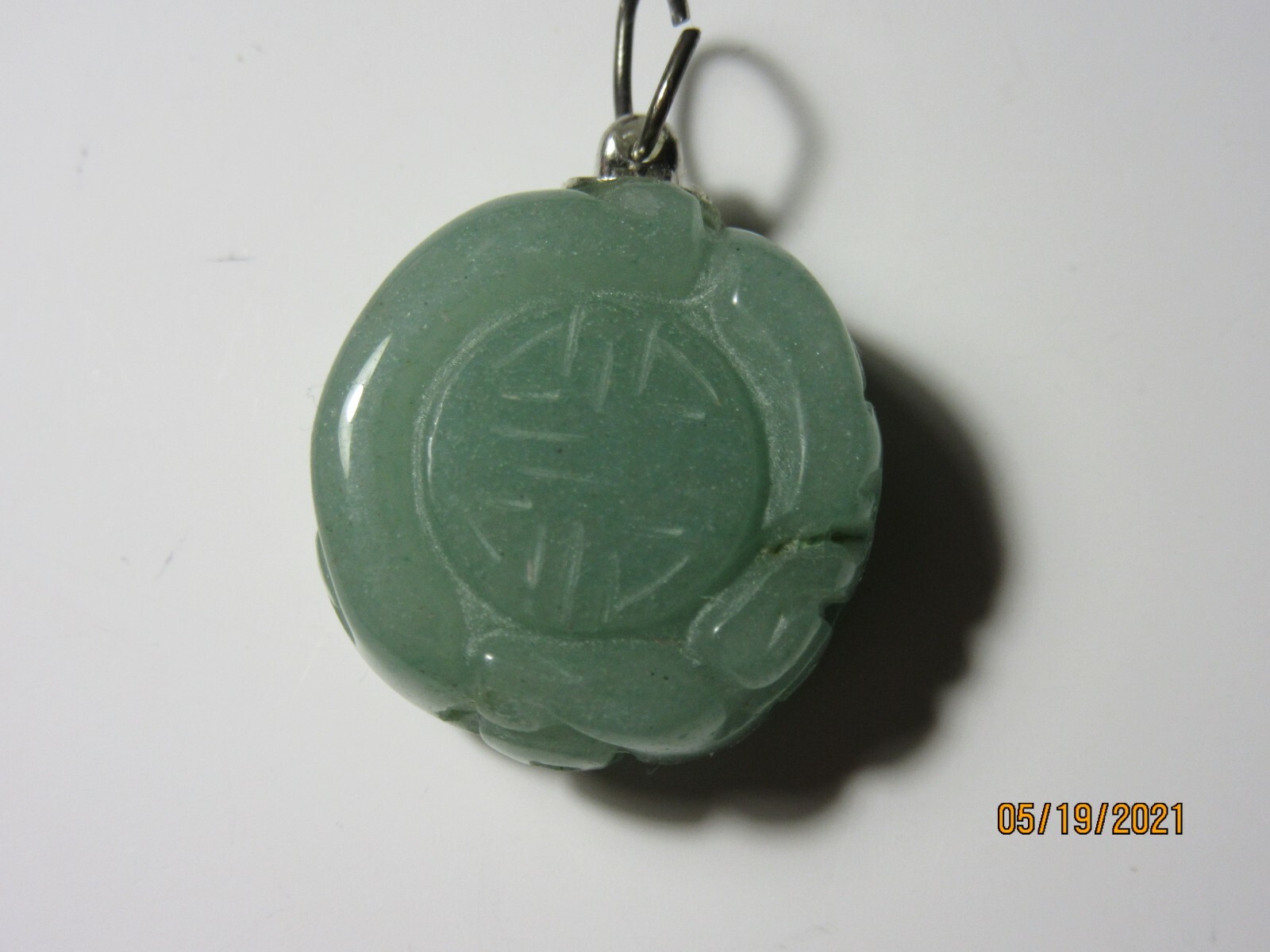 Green Aventurine Chinese Dragon Word Luck Prosperity 1 1/8″ Pendant GA-1