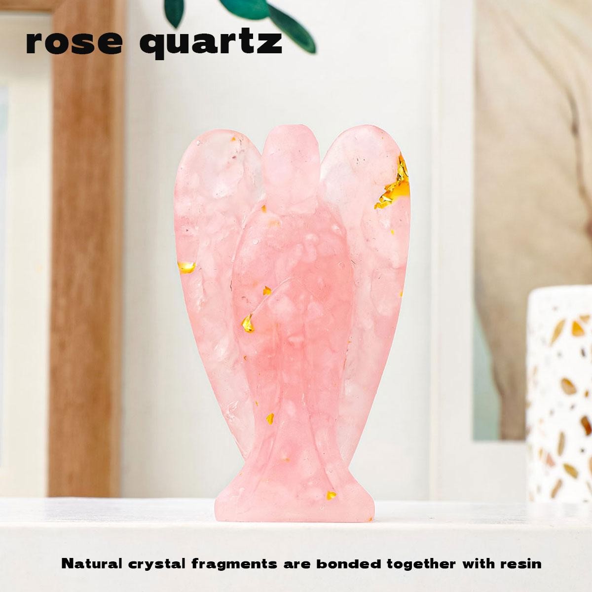 Resin Wrapped Crystal Guardian Angel Figurine Colorful Gemstone Home Decor