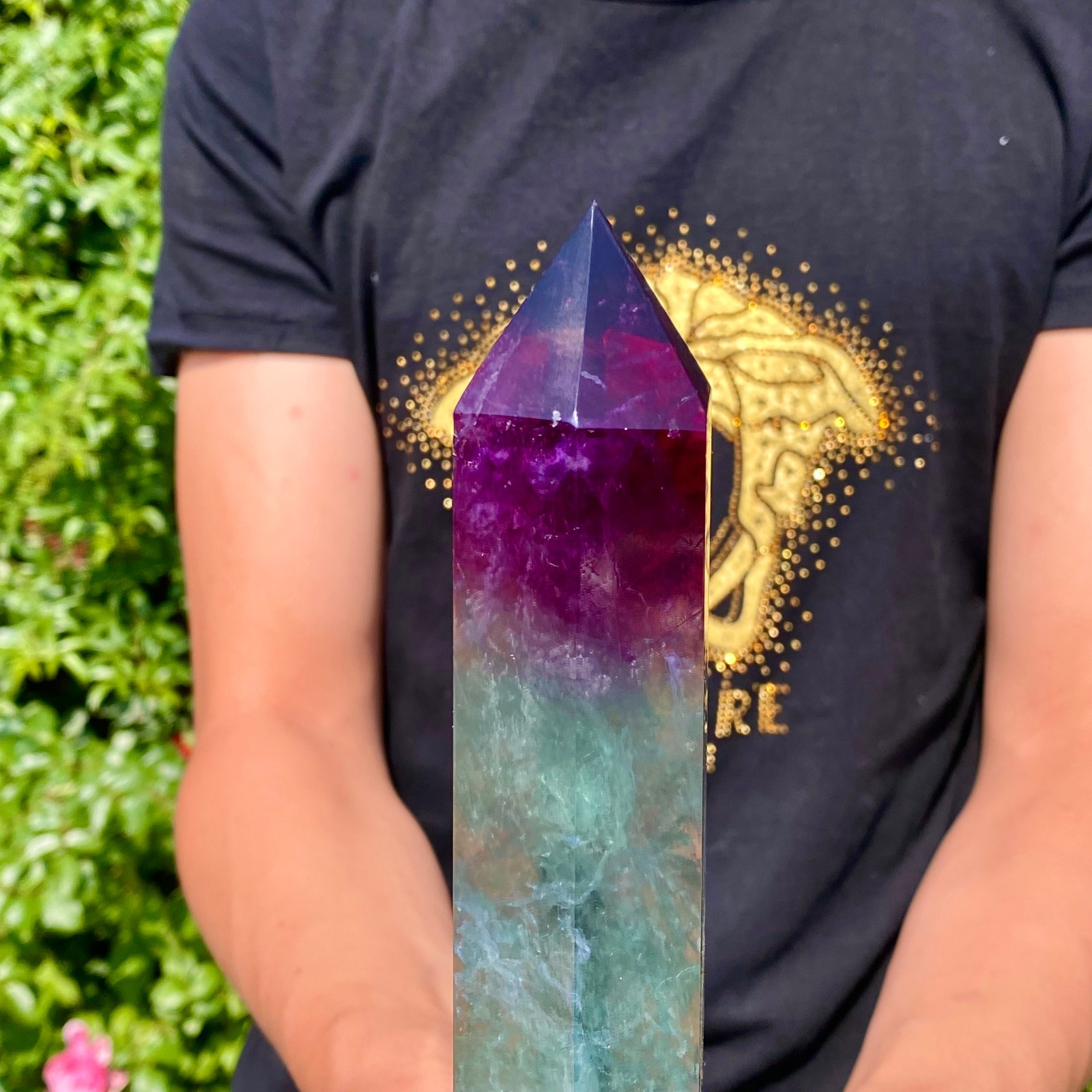1.8LB Natural unique colored fluorite pillar quartz crystal sample