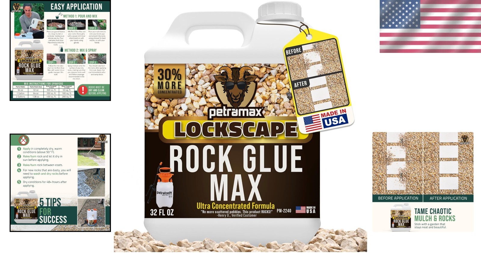 Pet Safe 32oz Rock Glue for Landscaping – Fast Drying, Water-Resistant Binder