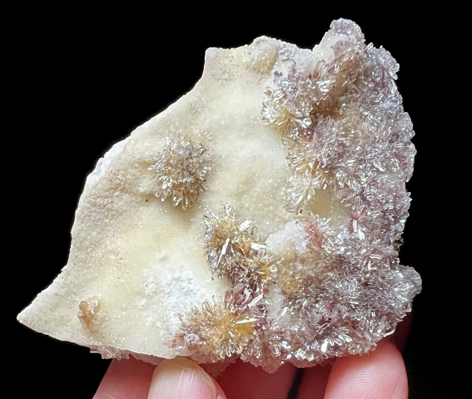 62mm 34g PHOSPHORESCENT & FLUORESCENT Creedite flower on matrix, Natural Mineral