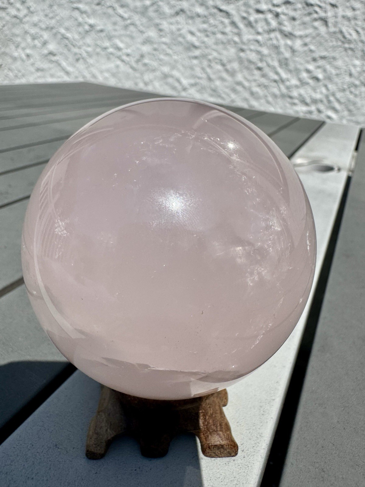 Big Over 3 Inches rose Quartz Sphere With Rainbows.