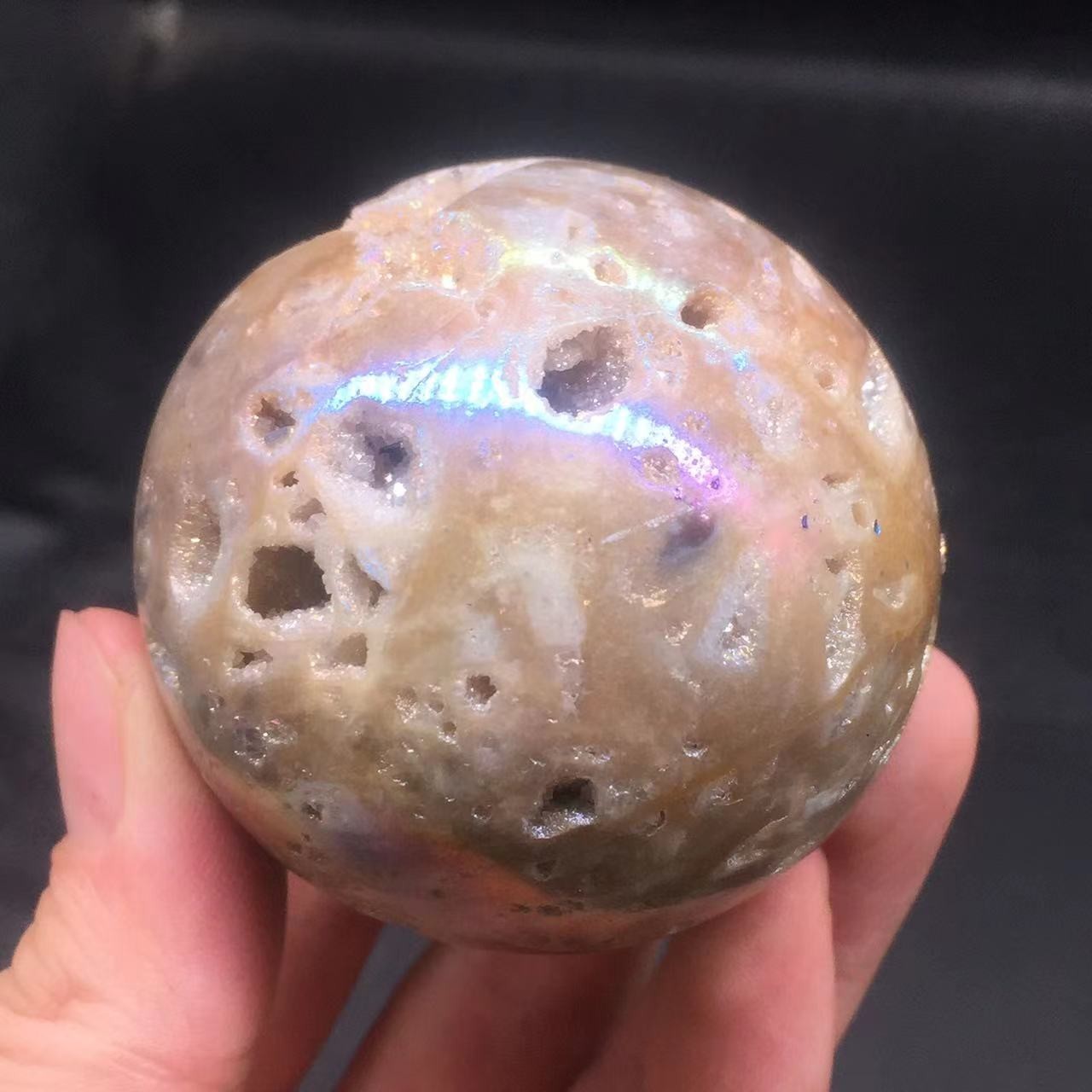 Angel Aura Natural Sphalerite Crystal Geode Druzy Ball Healing Decoration 57mm