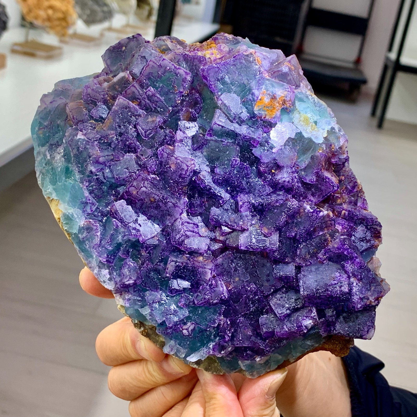3.52LB Rare transparent purple-blue fluorite cube mineral crystal sample/China