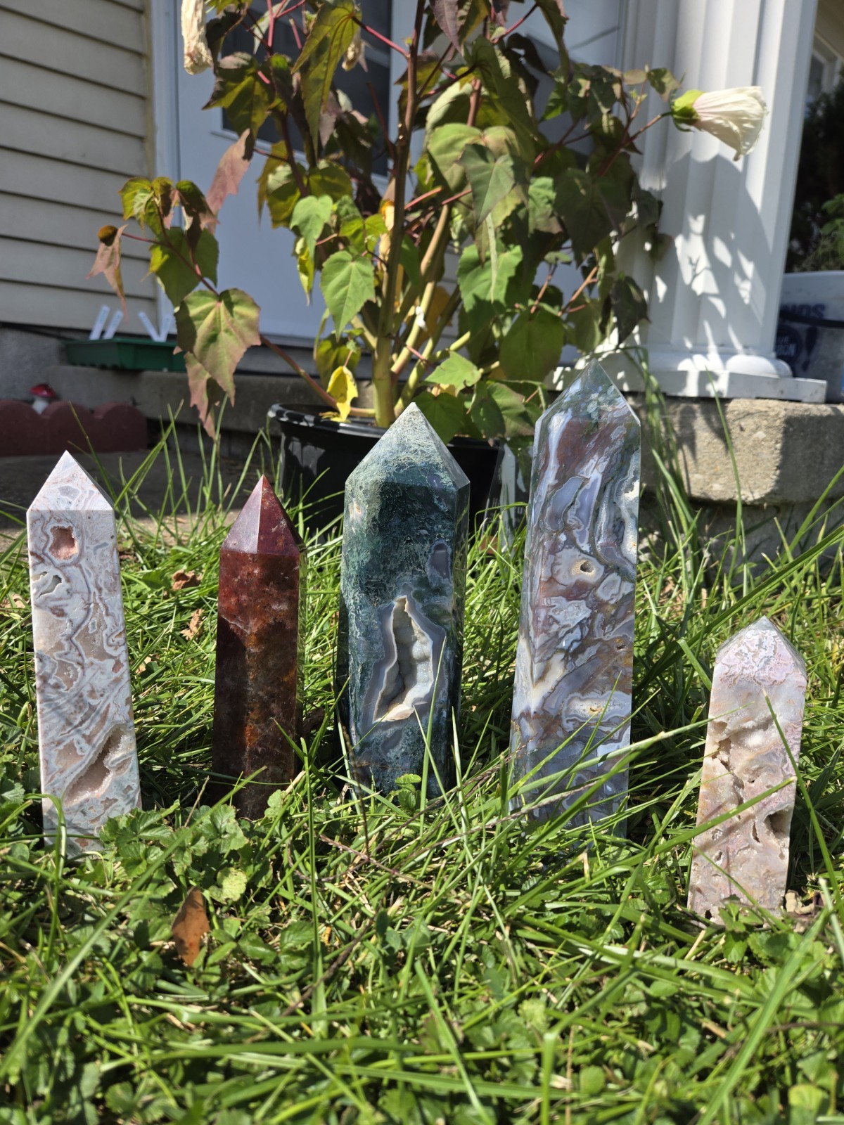 healing crytals towers, natural quartz, Moss Agate , Stones, bulk or individual.