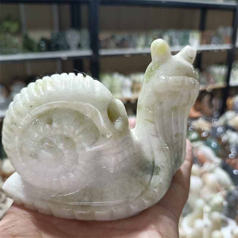 1pc Natural Nantian Jade Quartz Crystal Skulls Healing Carved Snail Skull 1.1LB