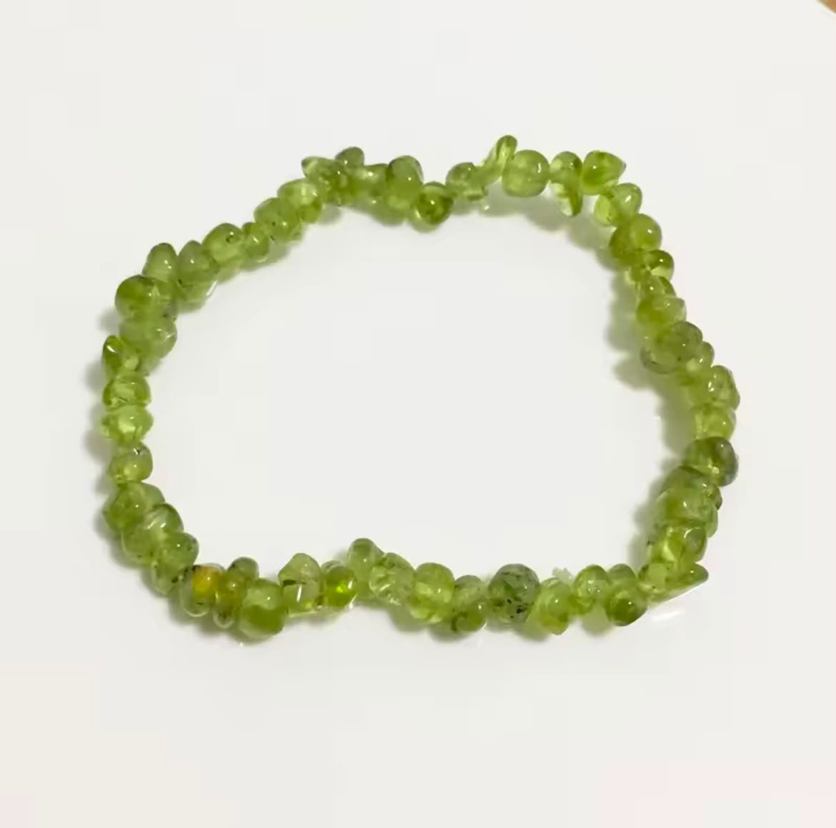 Natural Peridot Chip Beads Rough Gemstone Bracelet Jewelry August Birthstone