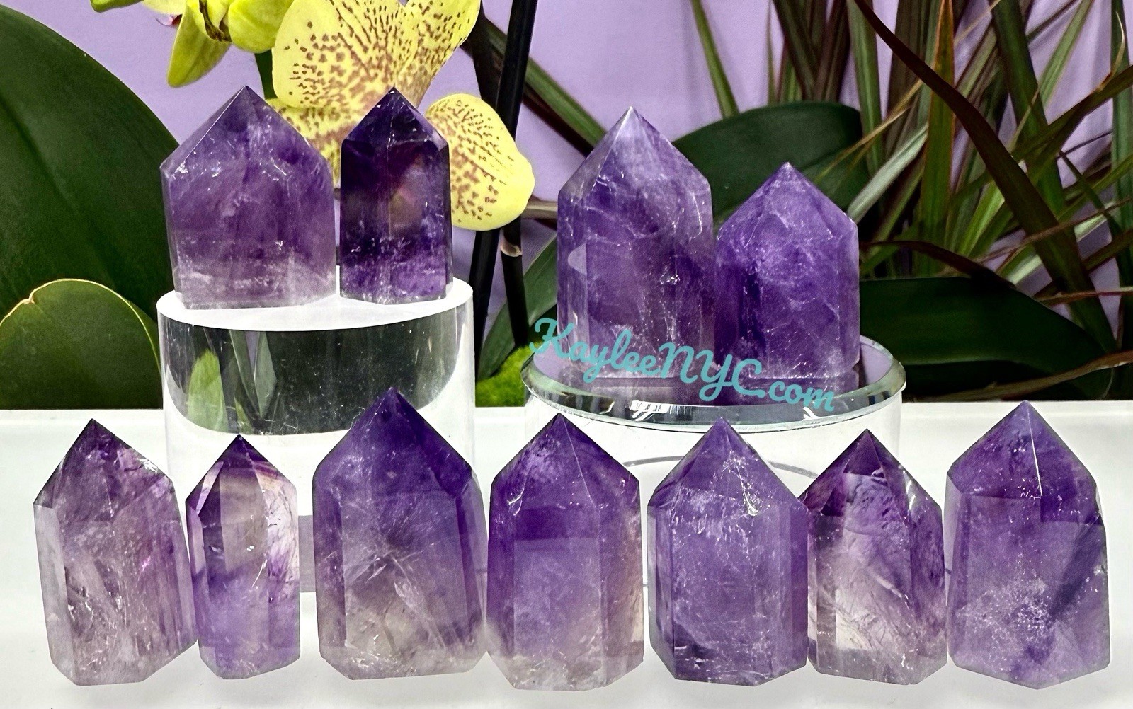 Wholesale Lot 0.5 Lb Natural Amethyst Obelisk Tower Point Crystal