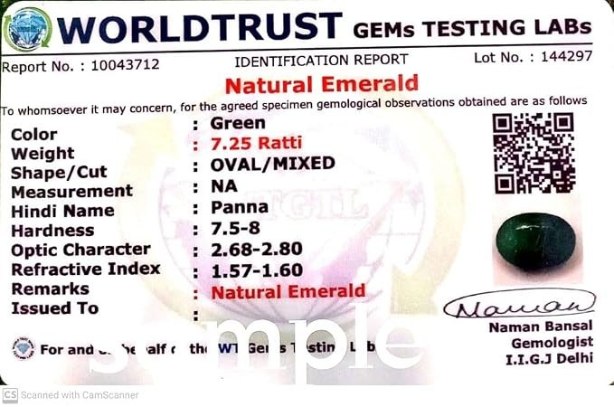 Natural Emerald Gemstone Original Certified Colmbian Panna Stone