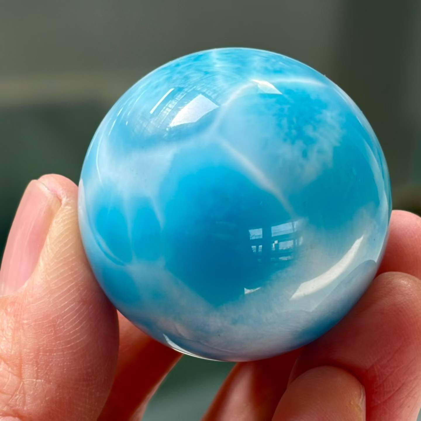 36mm Natural Larimar Gemstone sphere quartz polished ball Reiki energy