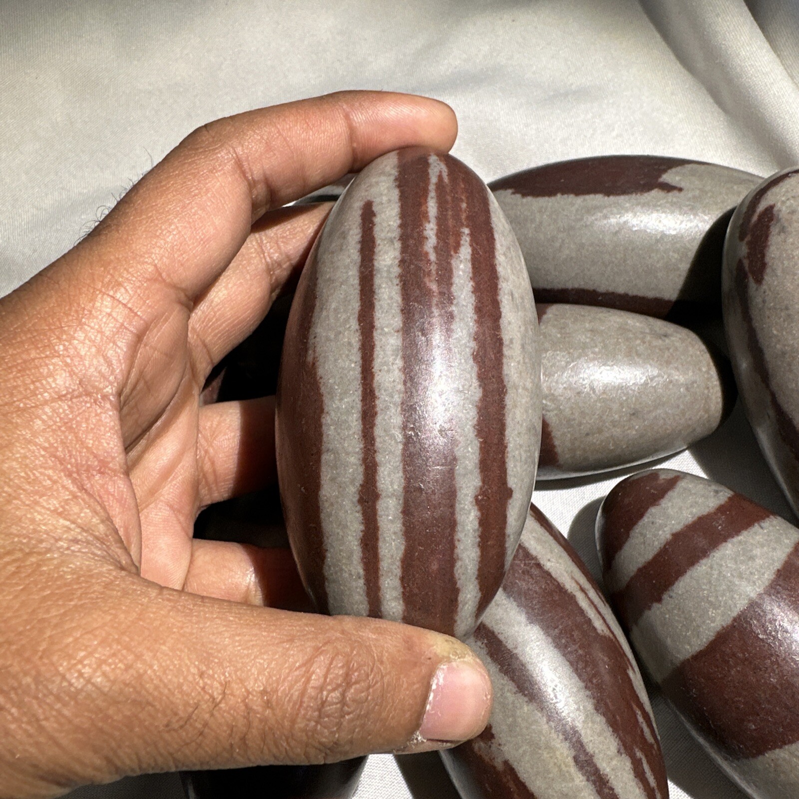 4 Inch Shiva Lingam stone from India -Narmada River -Palm size Shivalingam -1 pc