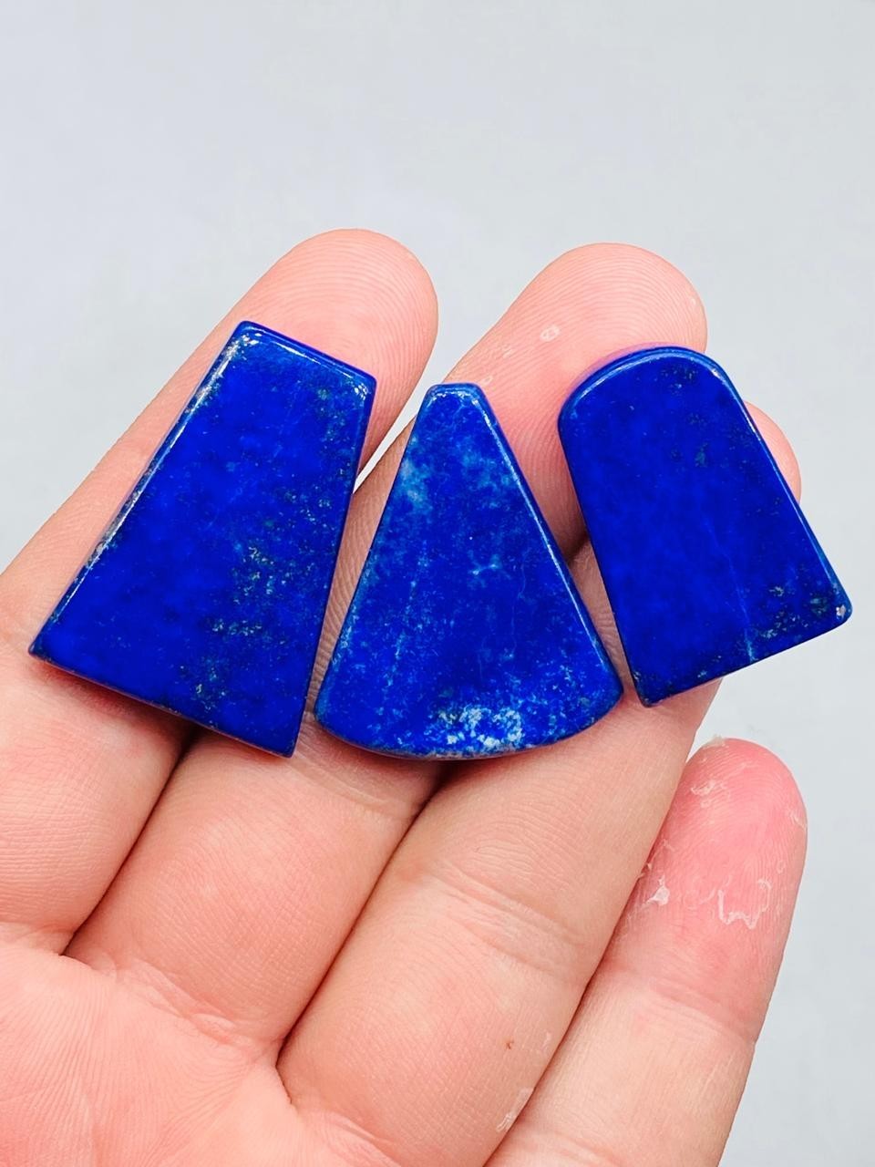 3pcs Lapis Lazuli Polished Stones Lot Natural Freeform Gem Pieces