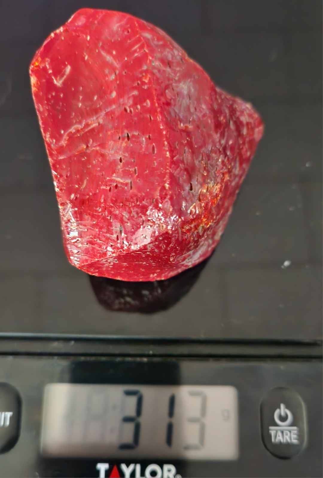 Cerry Red rough Slag Glass specimen/natural shape 313g approx. 3 in