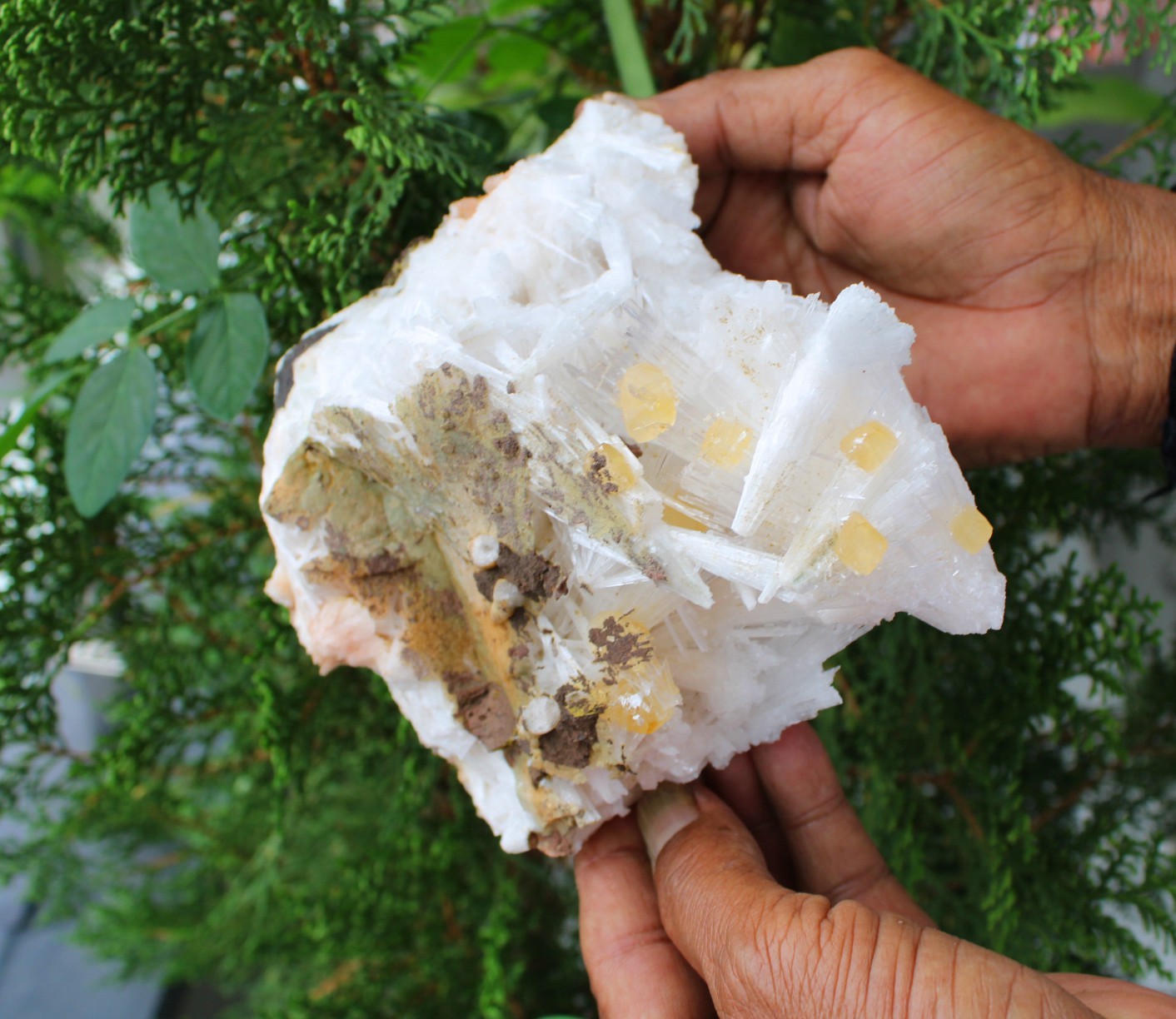Calcite Crystals On Scolecite Formation On Matrix Minerals Specimen