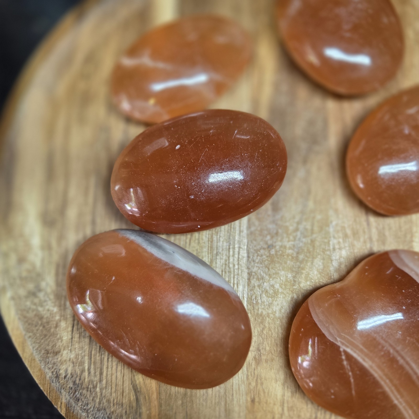 Polished Amber Calcite Bulk Set for Altar, Grids, and Botanical Decor Set Of 6