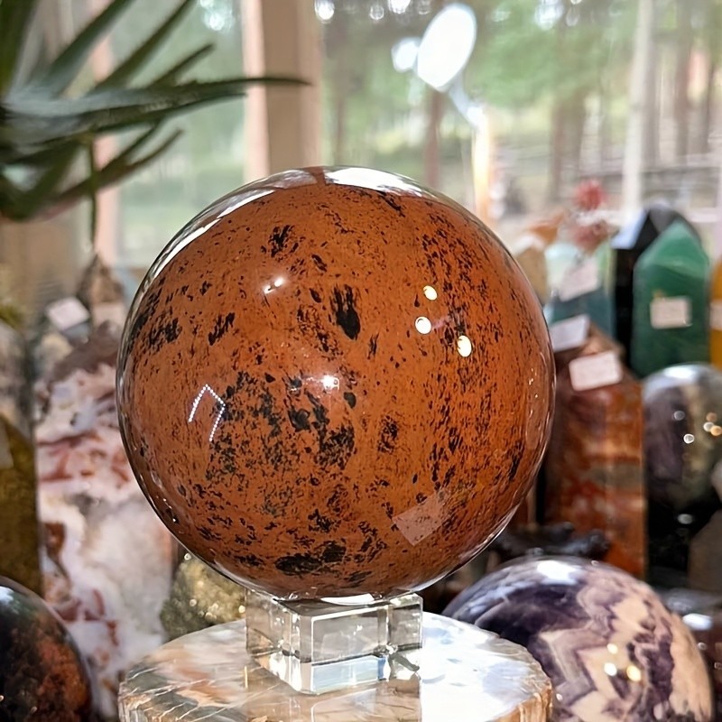 60-70mm Crystal Red Obsidian Stone Sphere Polished Quartz Home Office Decor