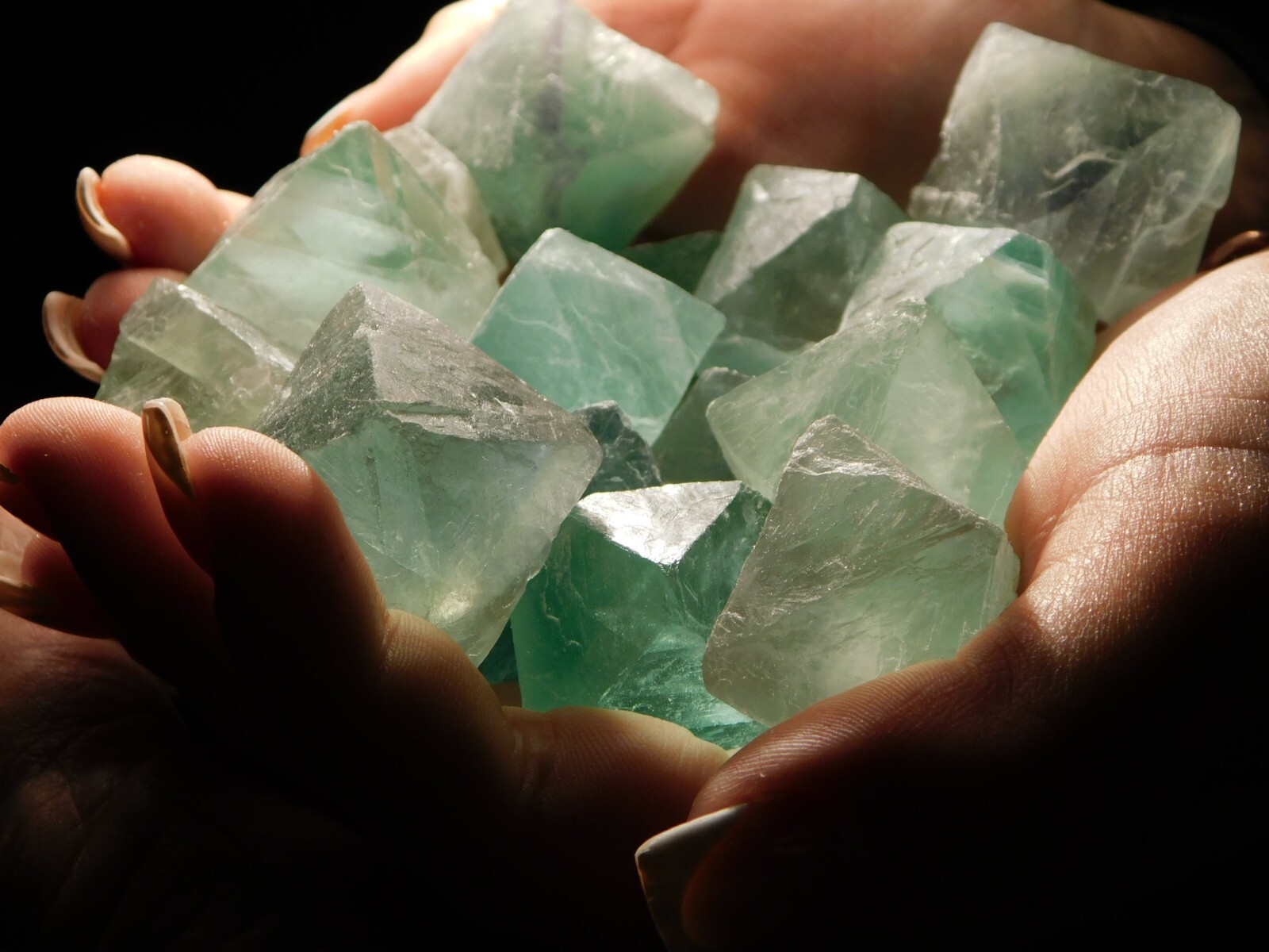 Over One Pound! or 500 Grams! Fluorescent FLUORITE Octahedron Crystals