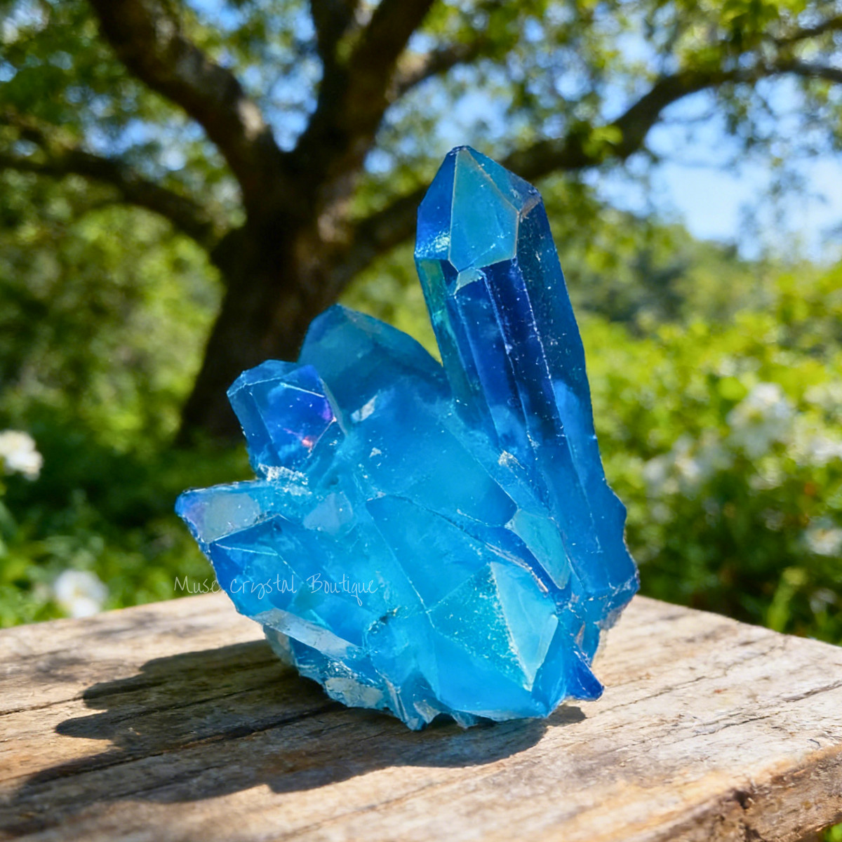 Titanium Aura Blue Crystal Cluster Healing Geode Rock Home Decor Unique Gift