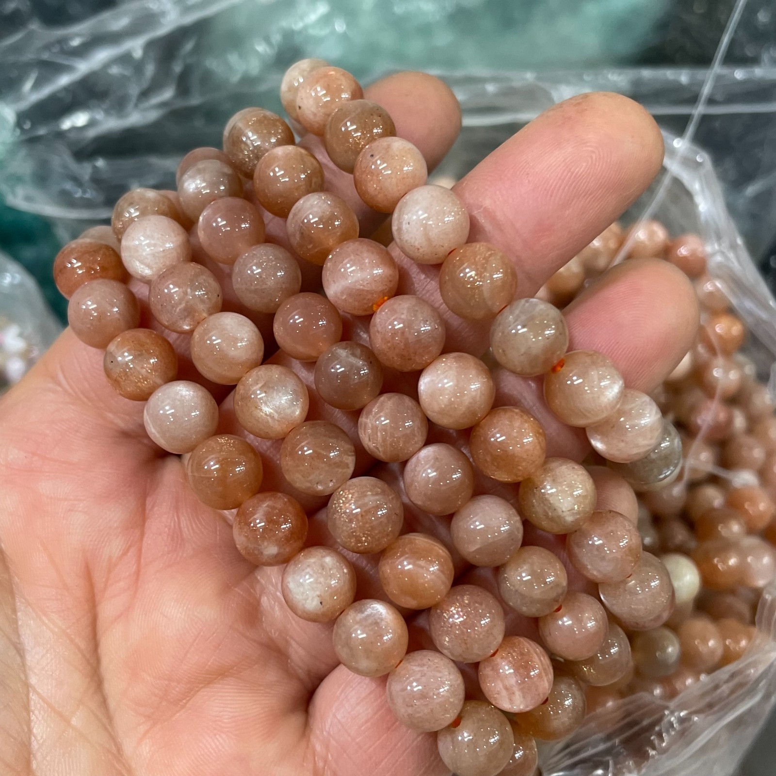 8mm 10pcs Natural Black Sunstone Strong Light Crystal Beads Bracelet