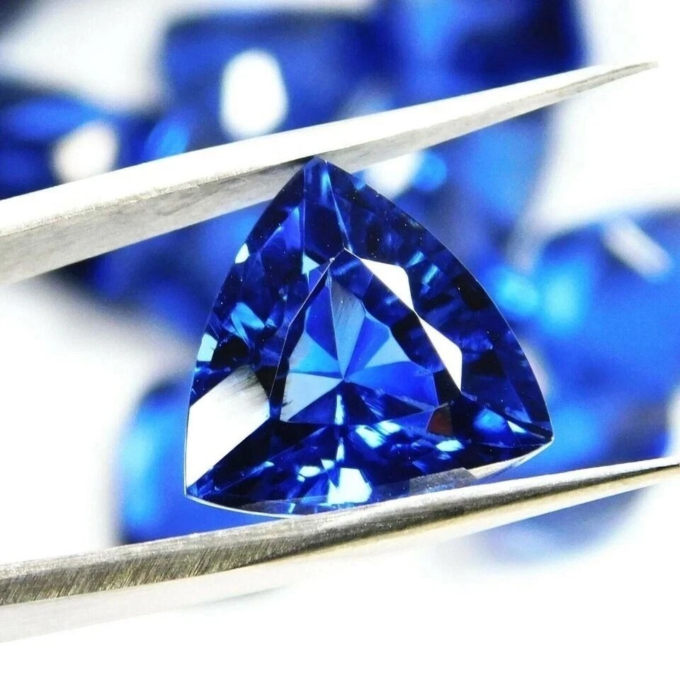 12 Ct ,Sri lankan Natural Blue Sapphire Trillion Cut Certified Loose Gemstone