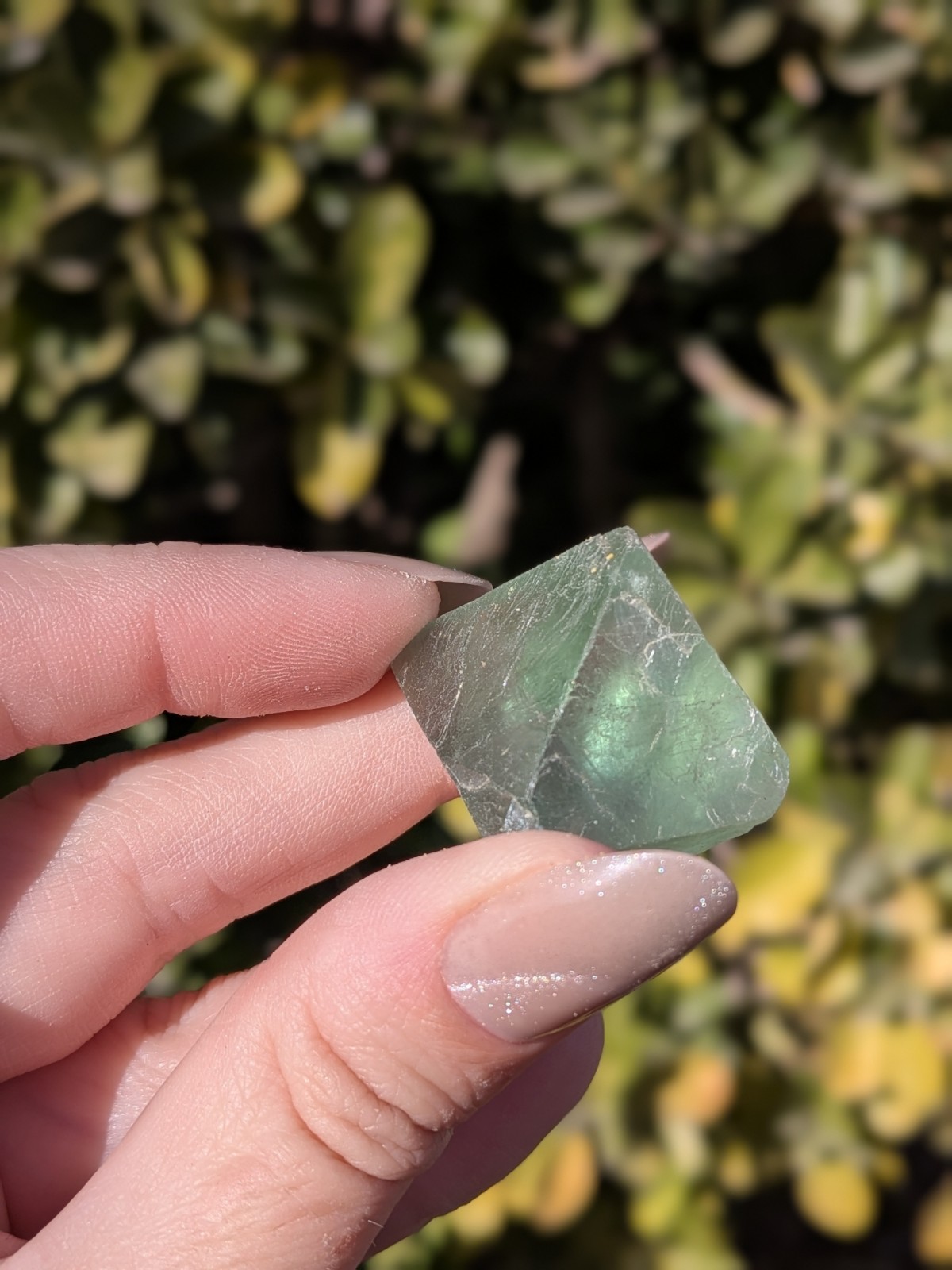 Raw Natural Green Fluorite Octahedron Crystal