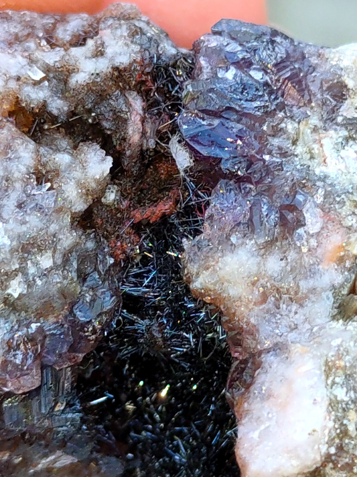Rainbow 🌈 Rutiles with Karur Amethyst. Natural Mineral specimen Crystal