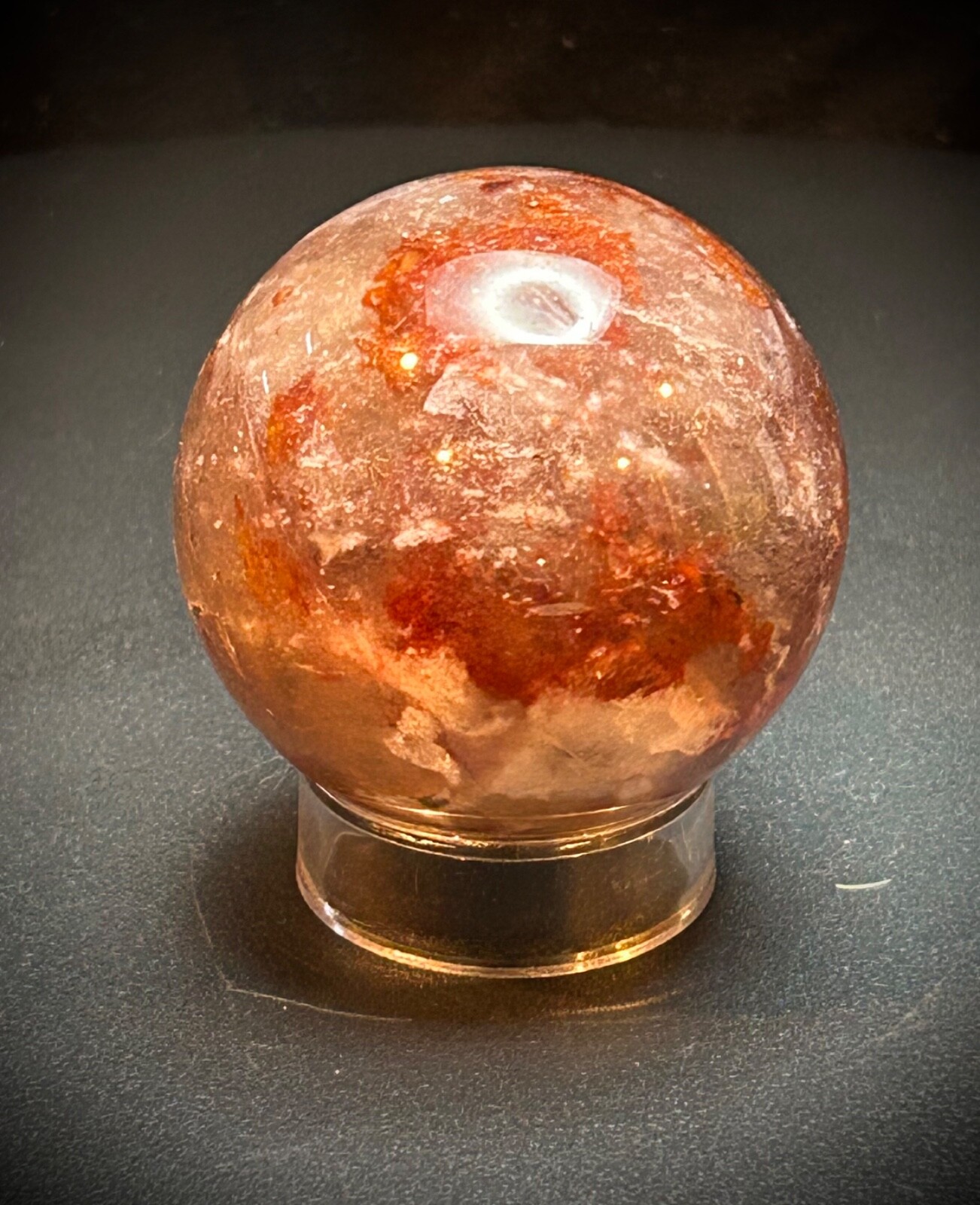 1.9″ Fire Quartz Sphere With Acrylic Stand 5.8oz