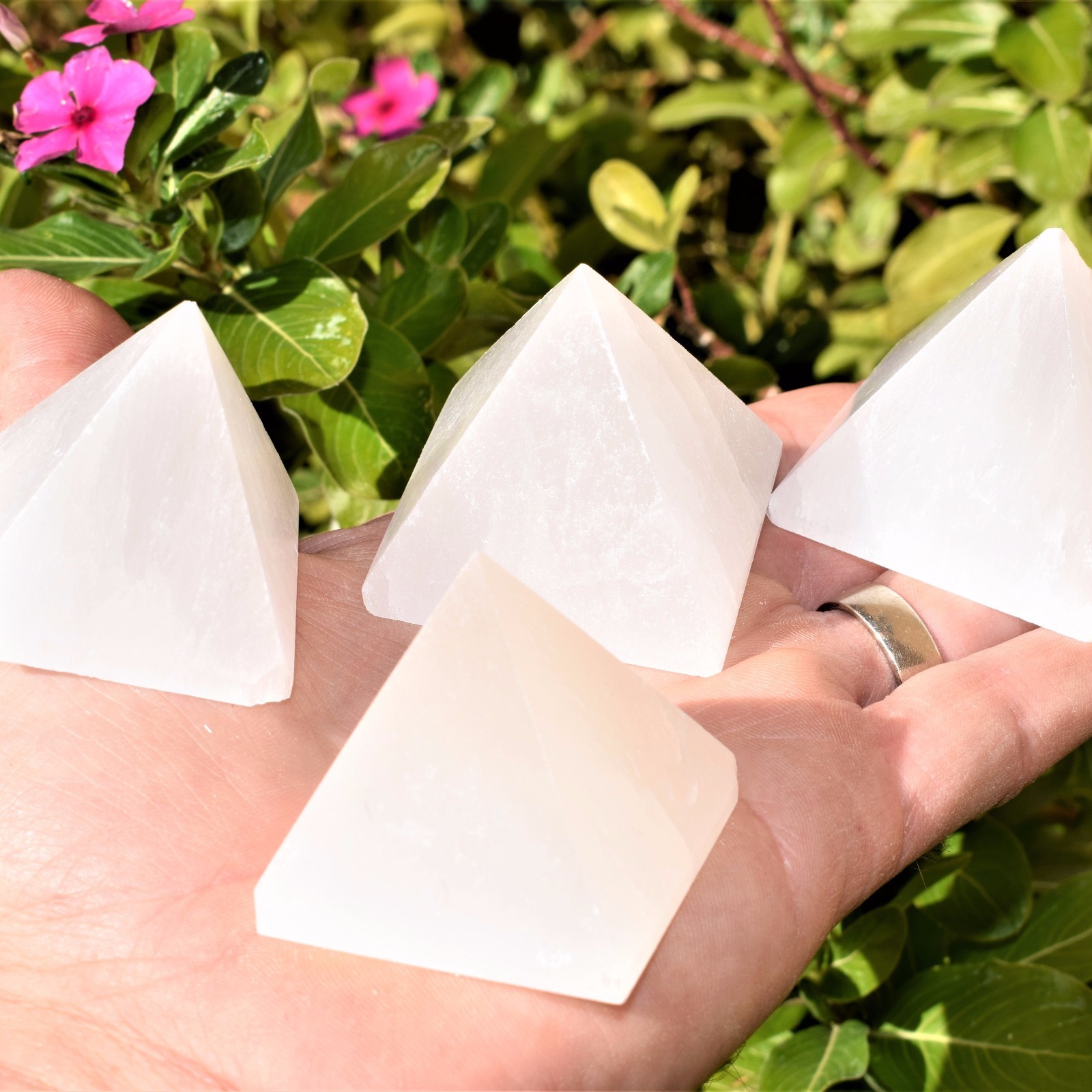 2″ (50mm) Moroccan Selenite Pyramid Hand-carved Hand-Polished POWERFUL ENERGY