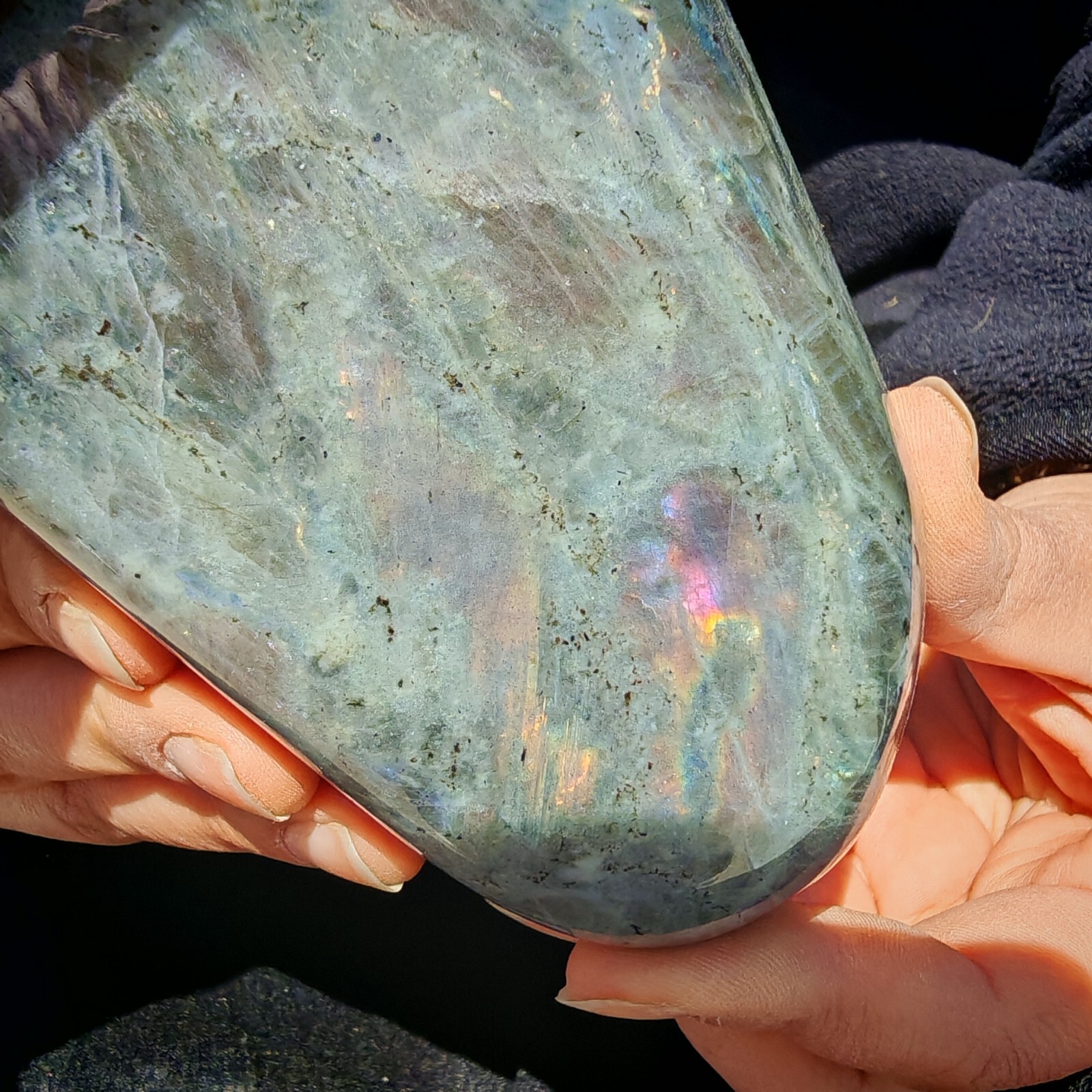 3.41LB RARE Natural crystal Labradorite that emits purple light beauty