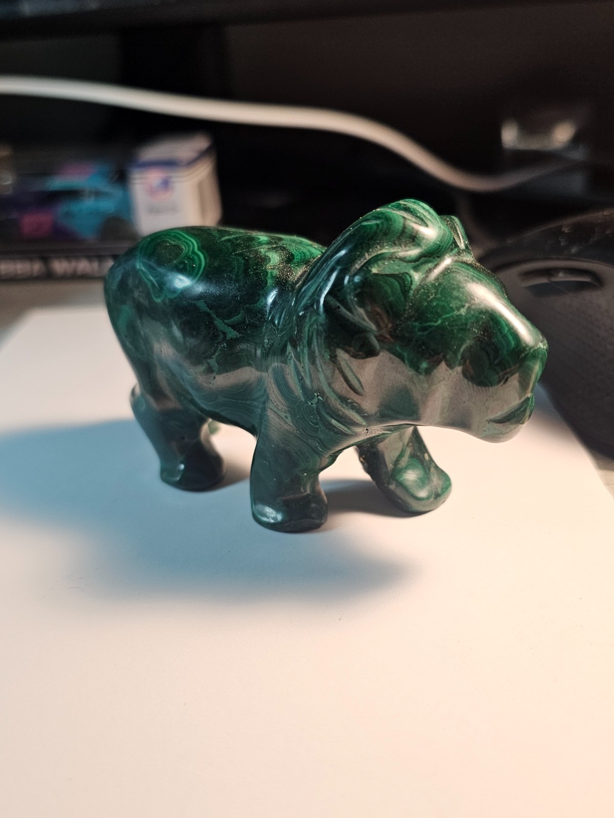 Genuine Hand-Carved Malachite Lion Figurine – 256g Polished Congo Green Stone