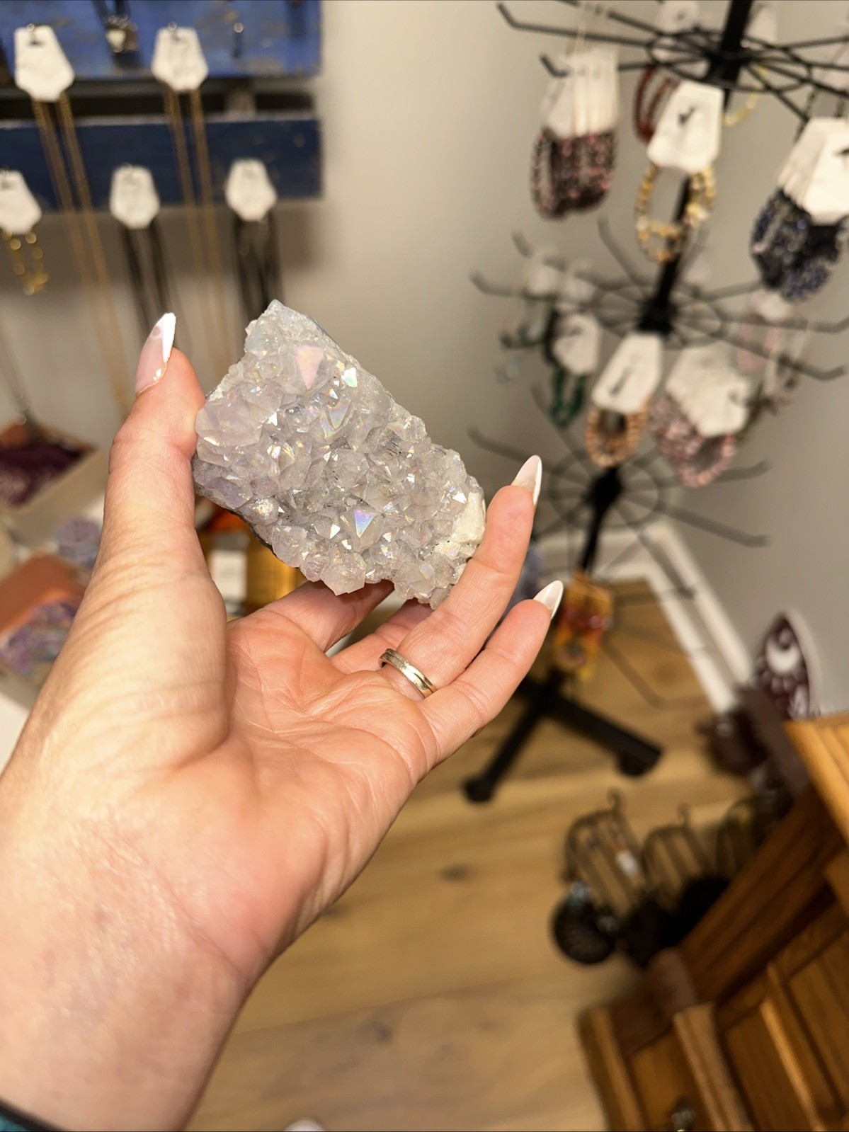 Aura Quartz Cluster, 3 And 3/8 In L And 2and 1/8 In W. Weighing Over 200 G.