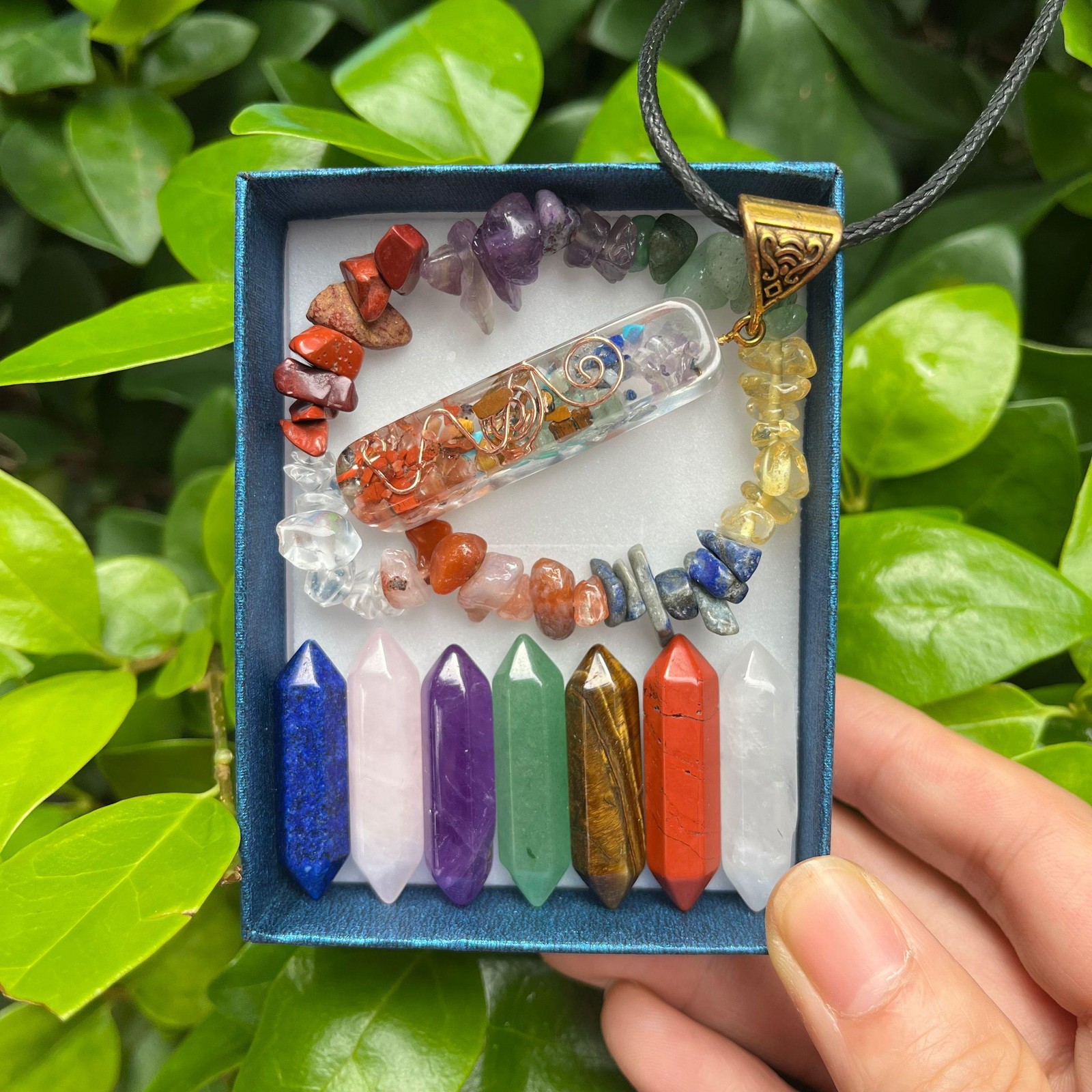 9pcs Pointed Quartz Crystal,Chakra Healing Stones And Crystals Set,Hexagon Rose