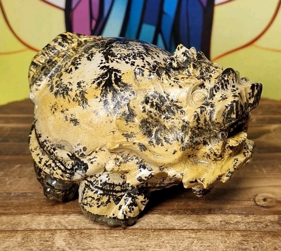 Picture Jasper Chinese Dragon Turtle Carving 7.7cm 274g Hand Carved Crystal