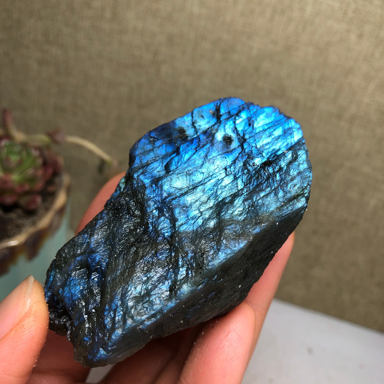 70mm Natural Labradorite Crystal gemstone rough original Specimen 142g A3458