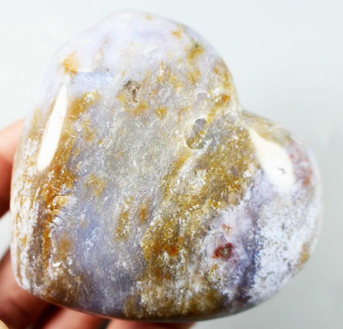 268g Natural Ocean Jasper Agate Quartz Crystal Palm Stone Heart Mineral Specimen