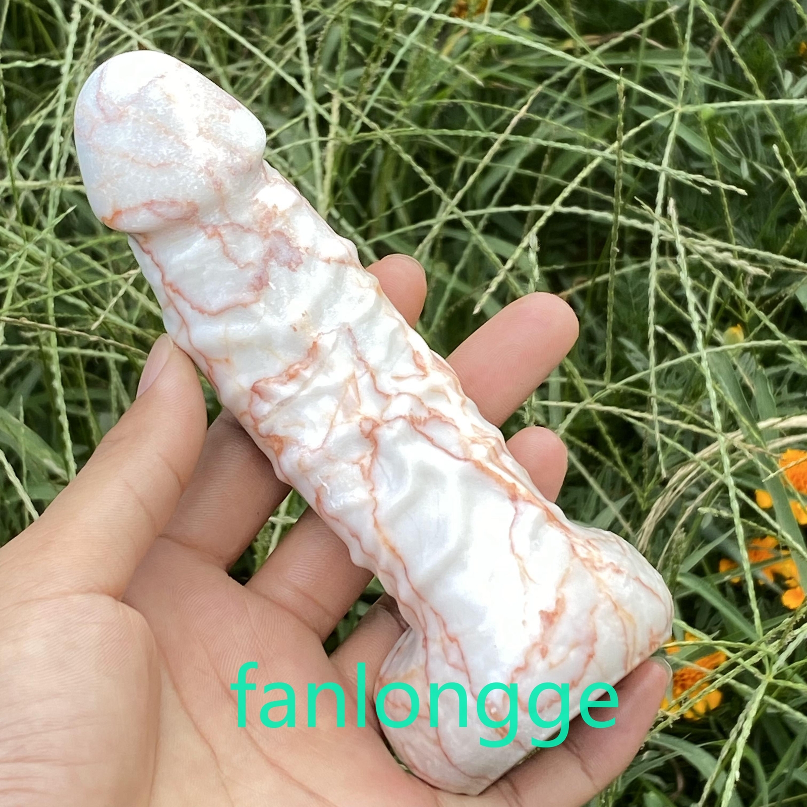 6″ Wholesale Natural Red network stone male penis Carved Figurines Reiki 1pc