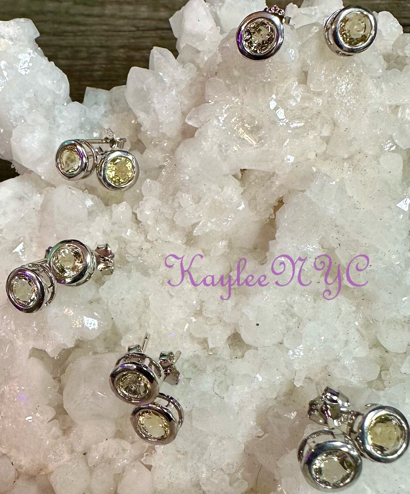 Wholesale Lot 5 Pairs 5mm Natural Citrine Sterling Silver 925 Studs