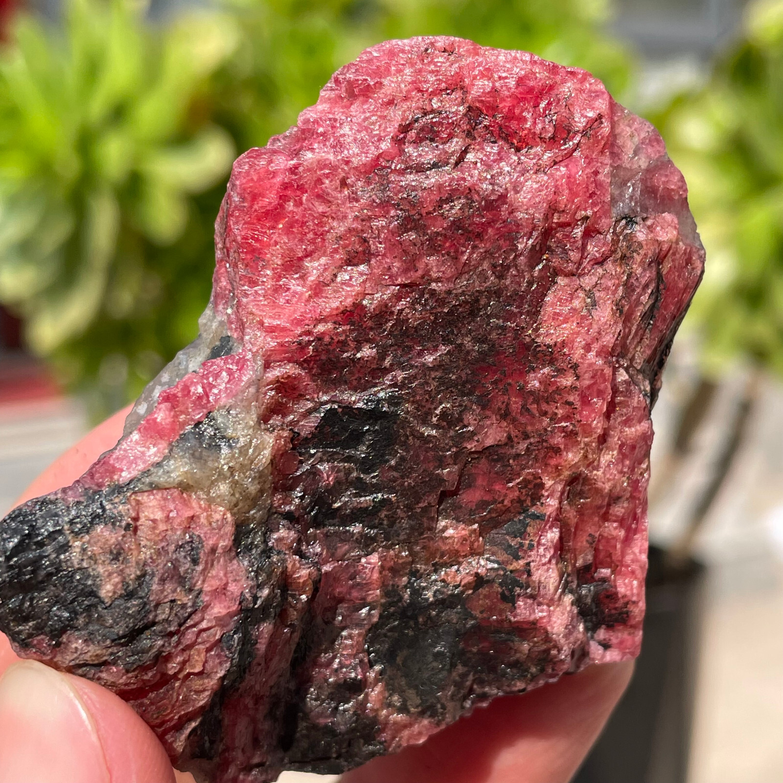 91g Small Rough Stone Natural Red Black Rhodonite Quartz Crystal Specimen