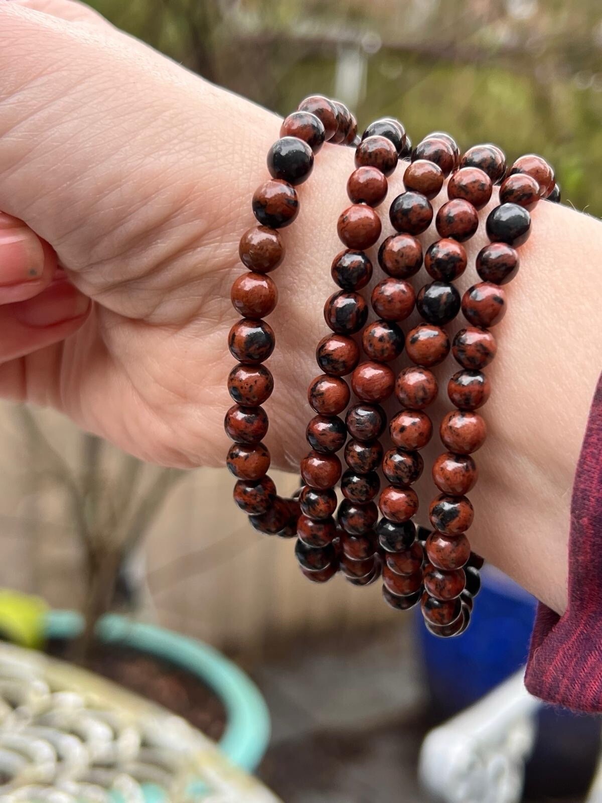 Mahogany Obsidian Crystal Beaded Bracelet 6mm AAA+