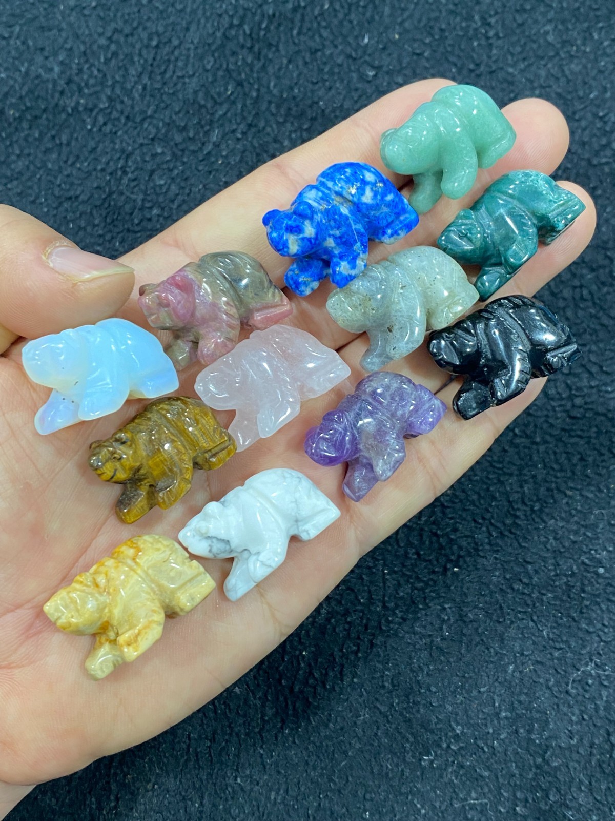 5pcs Natural Mixed Quartz Crystal Carved Bear skull reiki healing Decoration