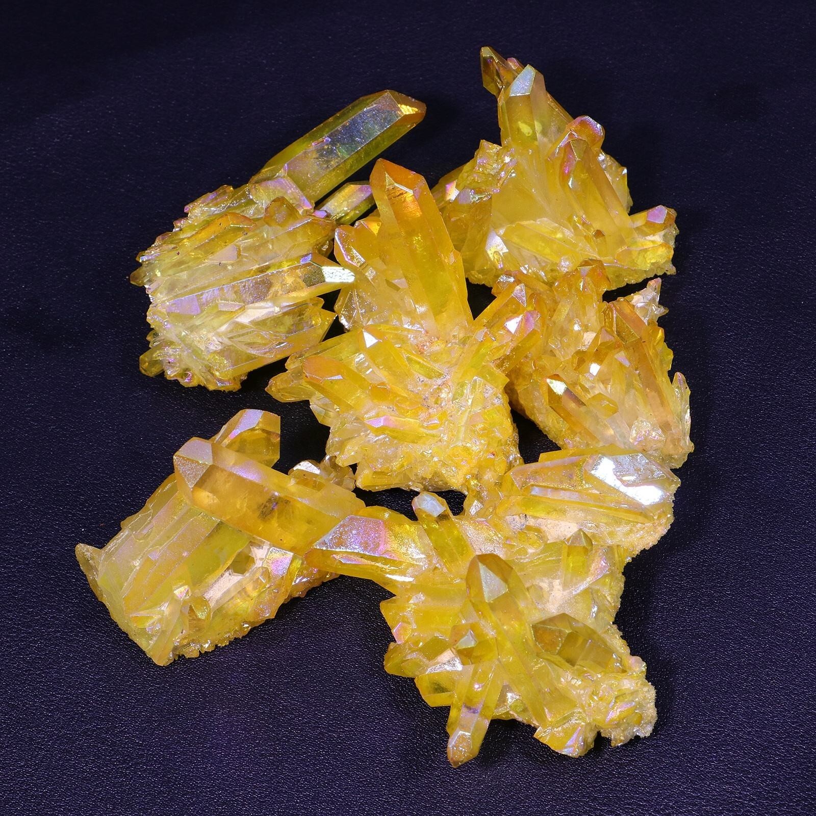 Angel Aura Yellow Quartz Cluster Yellow Crystal Mineral Specimen Home Decoration