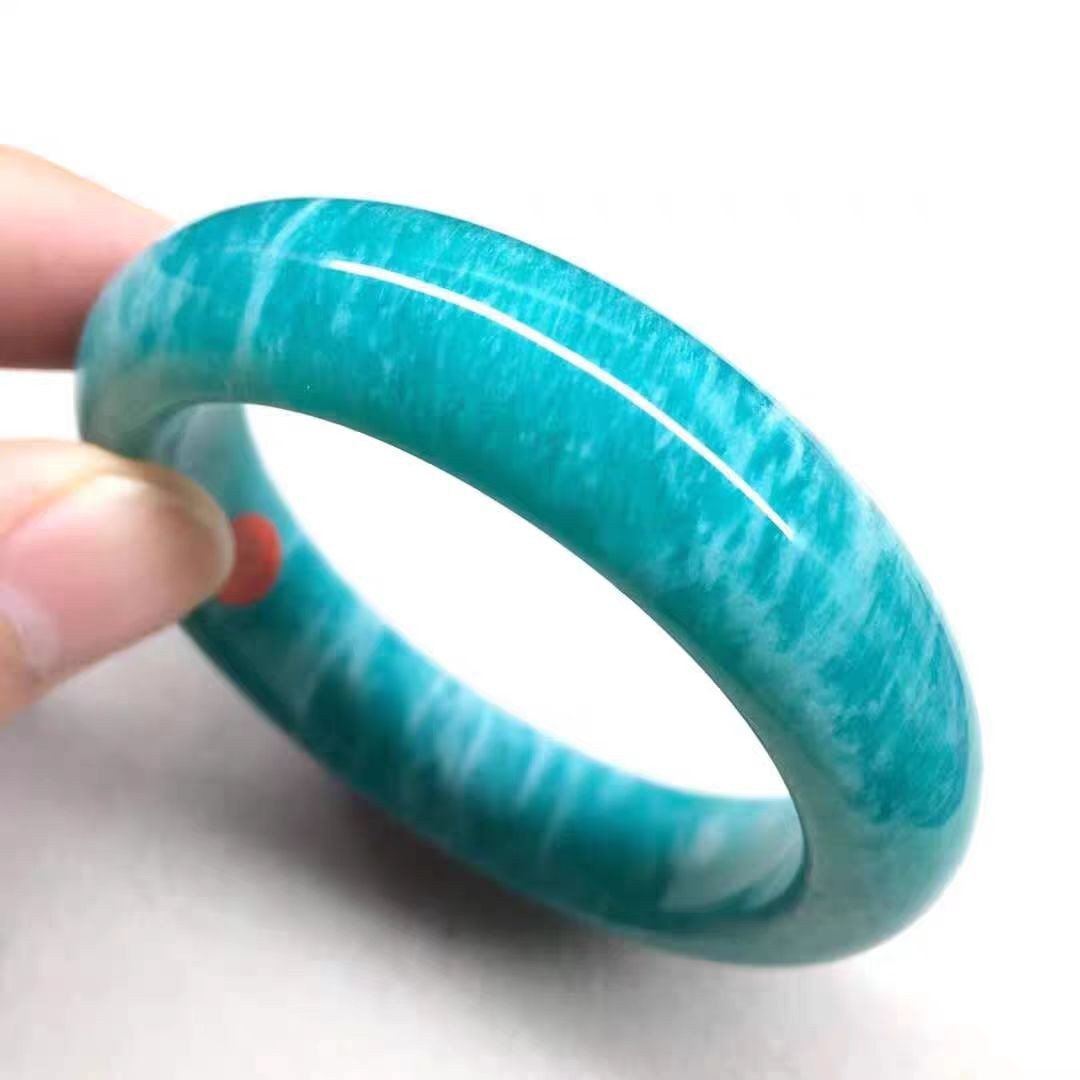 Natural Mozambique Green Amazonite Gems Bangle 53mm Adult Collectibles