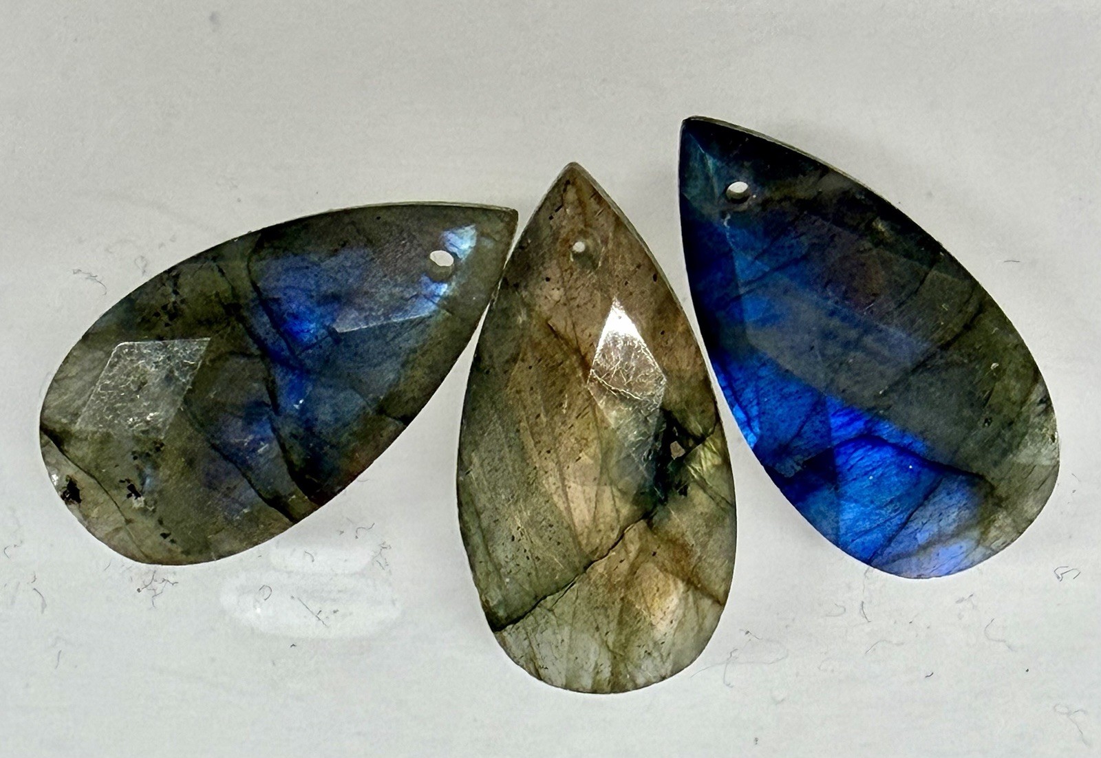 Wholesale 12 Pcs Natural Labradorite Faceted Cabochon Crystal Healing 25mm