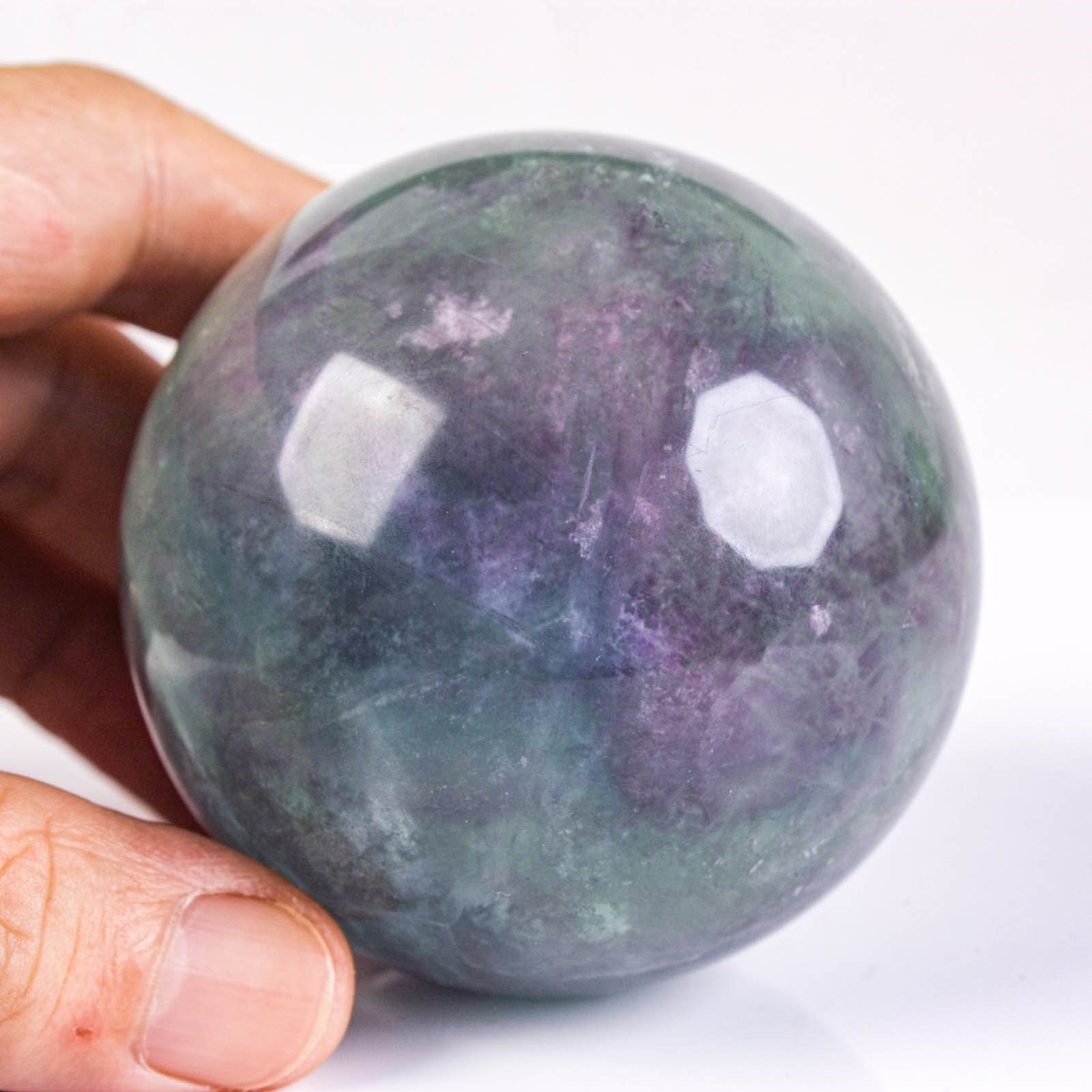 2.6″ 1.01LB Rainbow Fluorite Sphere Crystal Ball Natural Banded Mineral Specimen