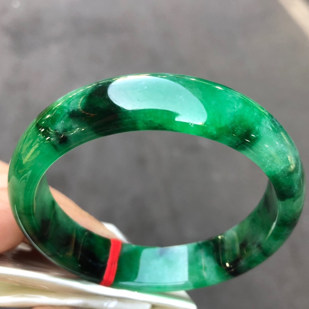 Certified Natural Grade AAA Ice Green Burmese Jade jadeite bracelet bangle 59MM